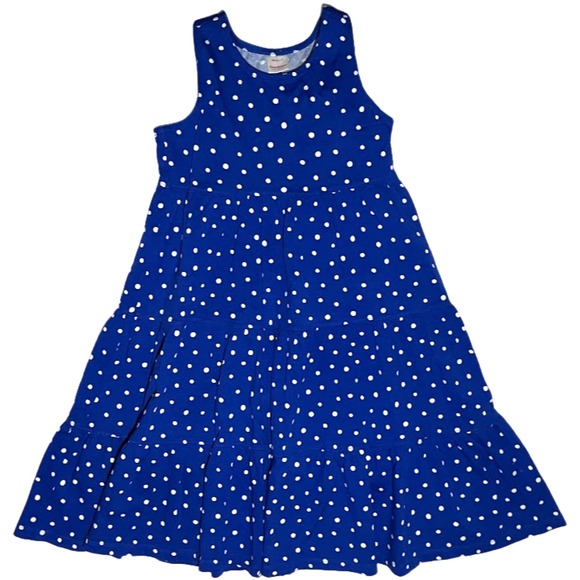 Hanna Andersson Other - Hanna Andersson‎ Sz 10 Blue White Polka Dot Sleeveless Dress Tiered Cotton 140